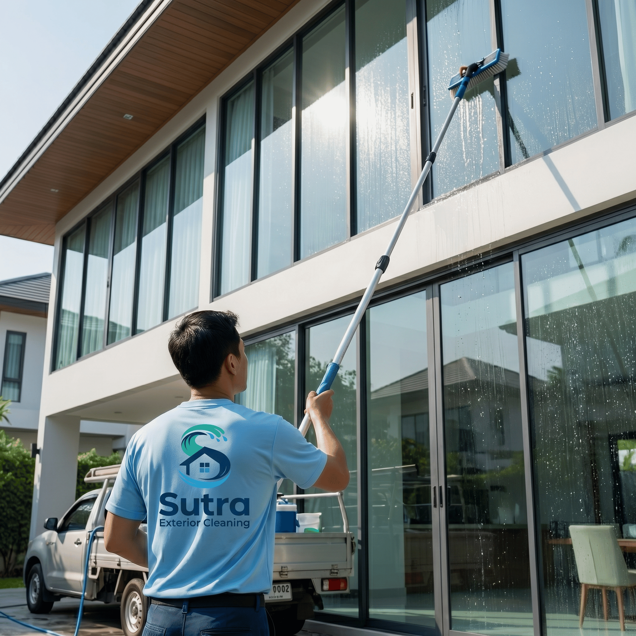 sutra staff cleaning commercial window